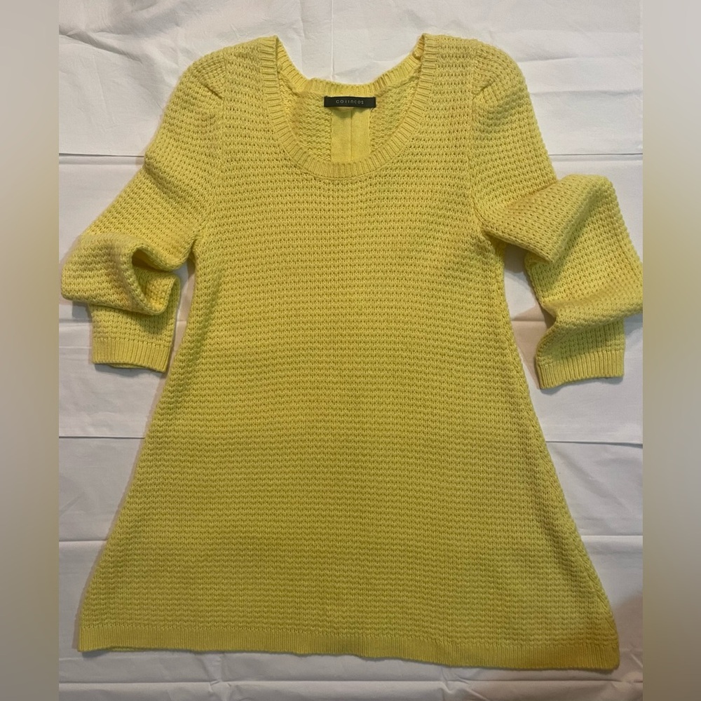 Coiincos lemon Yellow wool Blend Scoop Neck Pullover  Long Sleeve Sweater